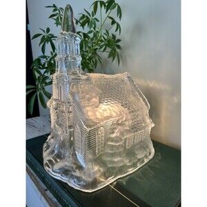 Rare Tall Vintage 1992 Glass Light Up Church Christmas / Holiday / Country Home